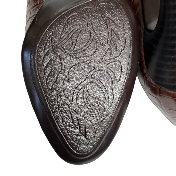 Merona Pumps Heels Shoes Womens Size 5.5 Brown Faux Leather Crocodile Print - Picture 9 of 11